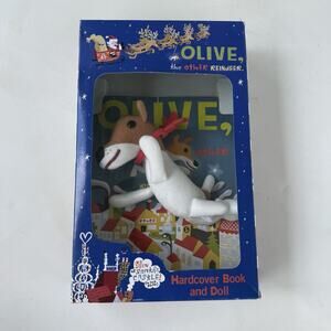 Vtg 90s Olive The Other Reindeer Plush Doll Hardcover Book Set New Box Christmas